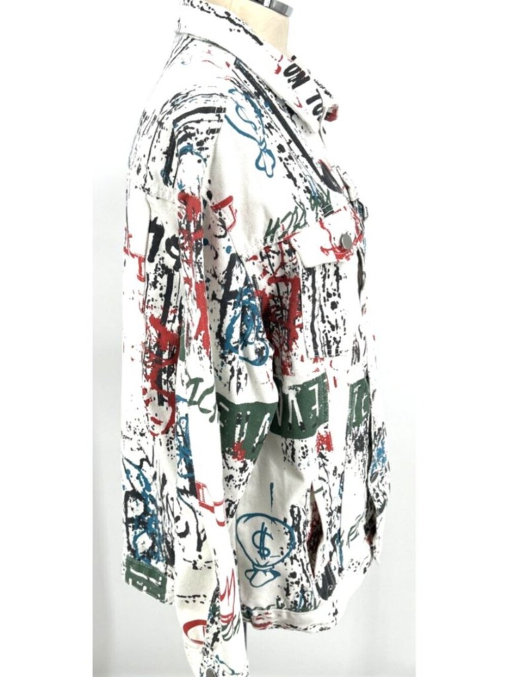 Manfinity Graffiti Jacket Mens Sz M Metal Buttons 100% Cotton Streetwear - Picture 5 of 8